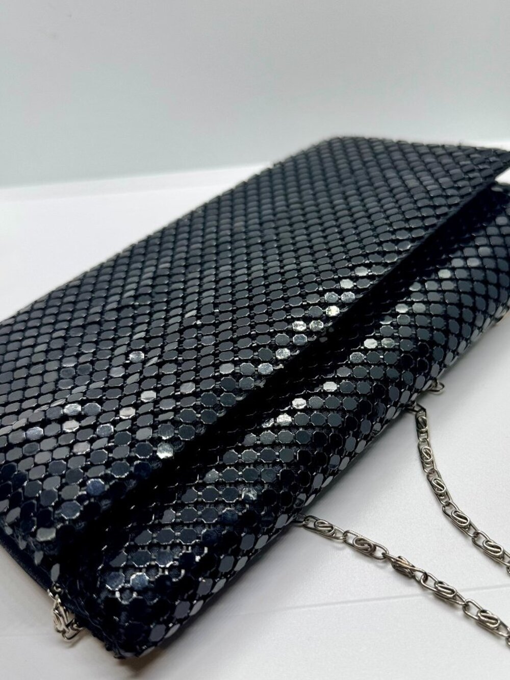 Black sequin clutch handbag crossbody.